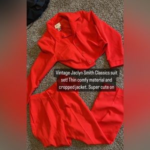 Vintage Jaclyn Smith cropped high waisted suit set.